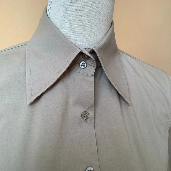 HAWES & CURTIS Taupe Fitted Hipster Shirt Size 40 - Picture 8 of 15